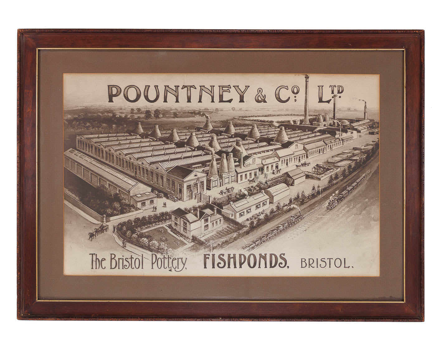 <center> 1905 <p> POUNTNEY & Co Ltd. <br><i> The Bristol Pottery Factory FISHPONDS </i><br> Rare Lithograph View </center>