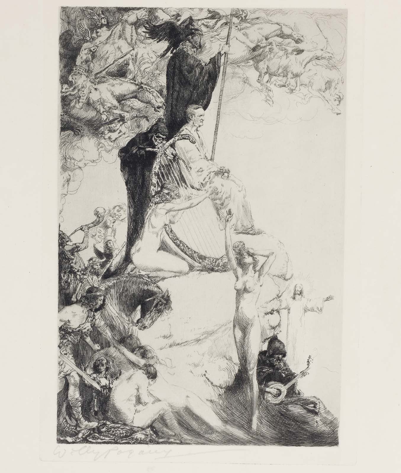 <center> WILLY POGANY <br><i>Original SIGNED Etching </i><br> for ' PARSIFAL '</center>