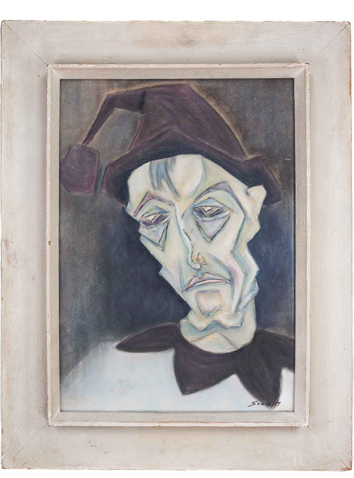 <center> Andre Sable <br><i>SAD JESTER</i><br> French Abstract Artist <p> 1957 </center>