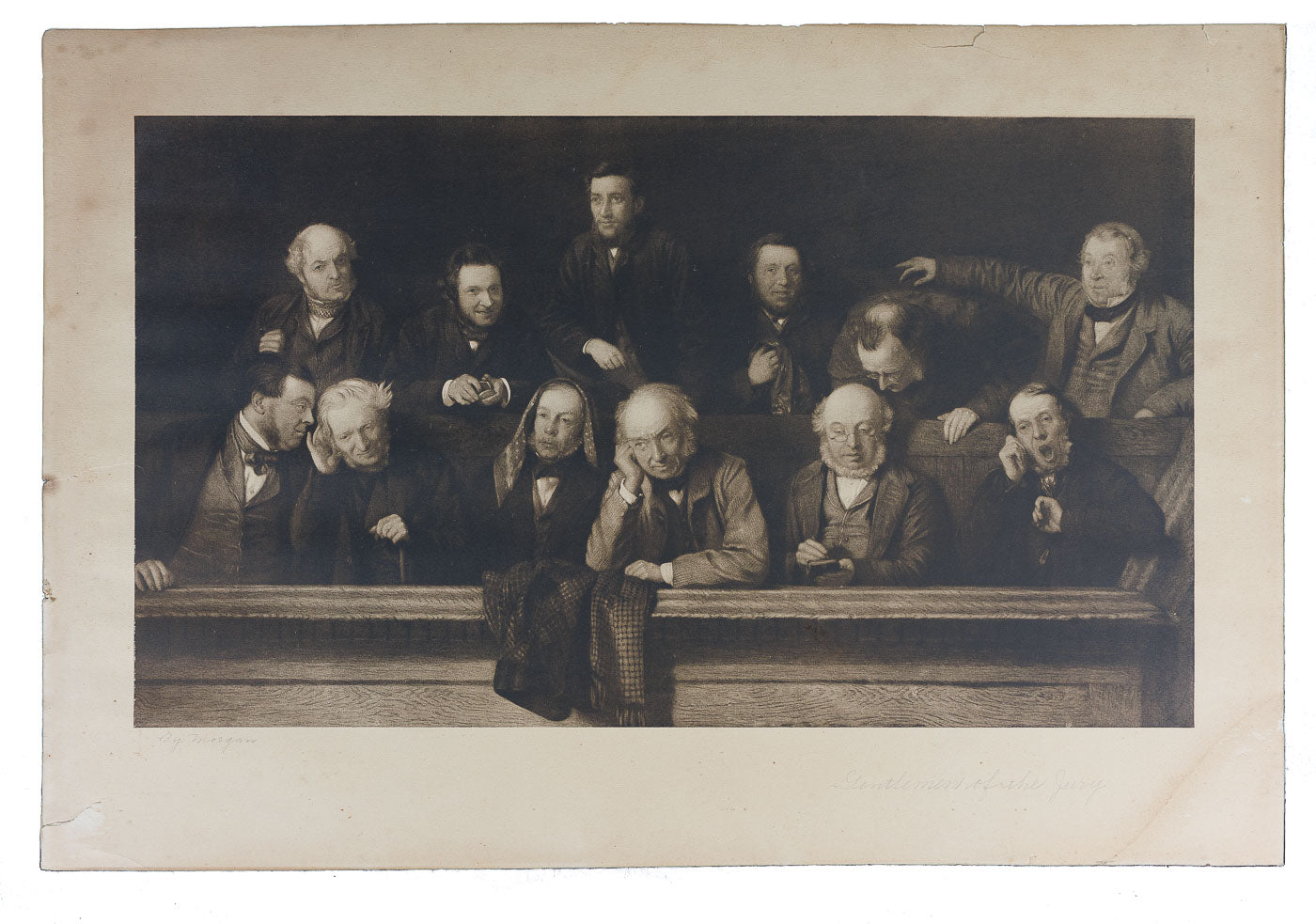 <center> GENTLEMEN OF THE JURY <p><i> Rare Original Etching after John Morgan </i></center>