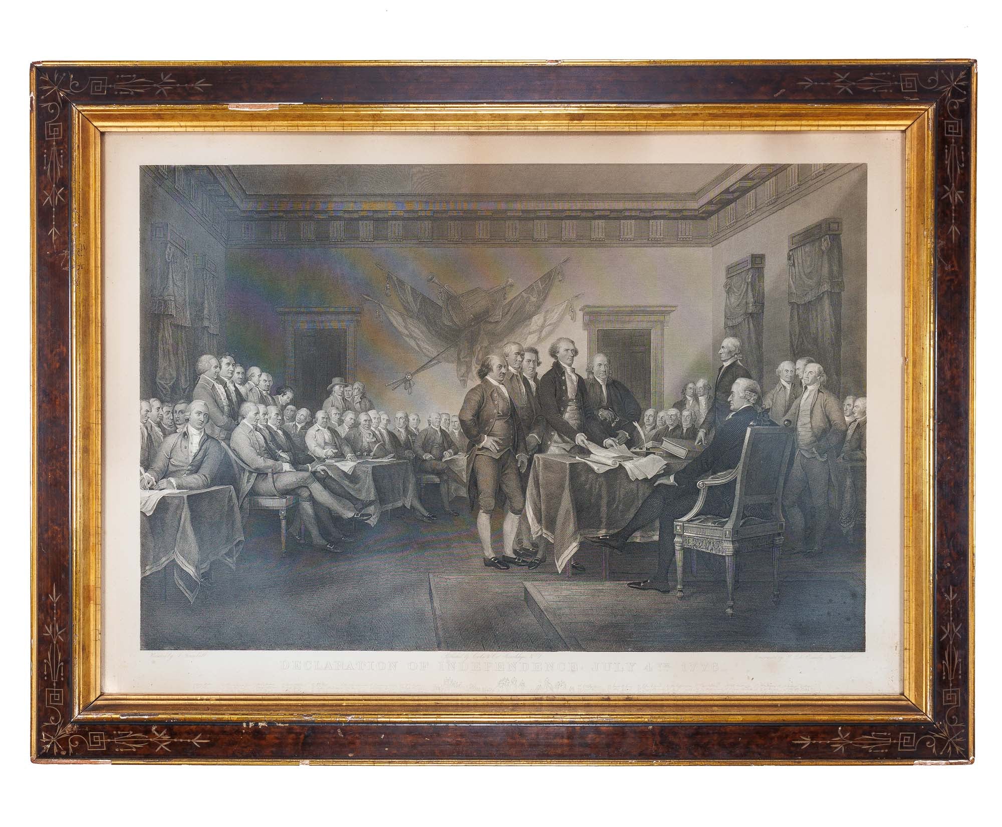 <center> Ormsby after Trumbull <br><i> DECLARATION OF INDEPENDENCE </i><br> JULY 4th 1776 <br><i> Large Engraving </i><p></center>