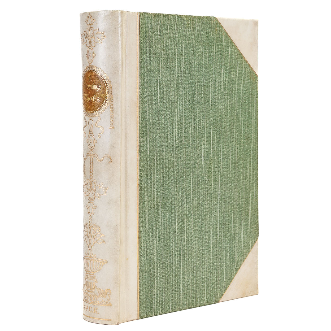 <center> WORKS OF ROBERT BROWNING <br><i> Poems </i><br> VELLUM BINDING </center>