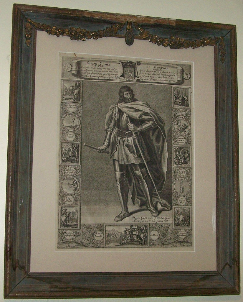 SIMON DE MONTFORT - 5th Earl of Leicester <p><i> Large Original 18th Century Engraving </i>