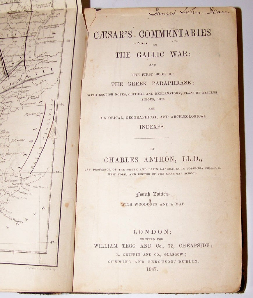 1847 CAESAR'S COMMENTARIES <p> <i>by Charles Anthon </i><br>with Maps & Engravings