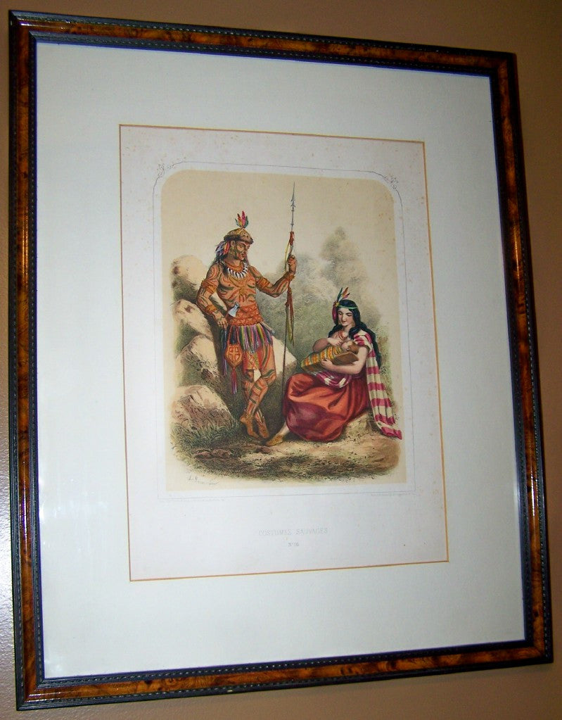 COSTUMES SAUVAGES <p><i> Lacauchie Handcoloured Lithograph </i>