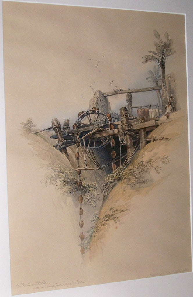 DAVID ROBERT <p><i> A Persian Wheel </i><br> Original Handcolored Lithograph