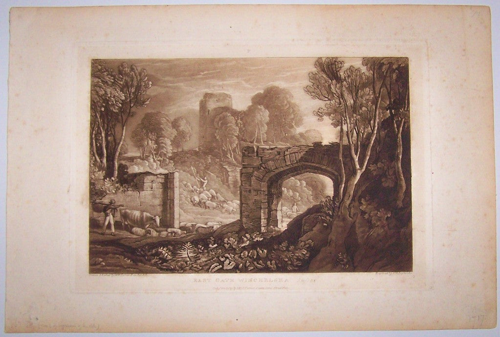 EAST GATE WINCHELSEA  Sussex <p><i> 1819 Reynolds Engraving after Turner </i>