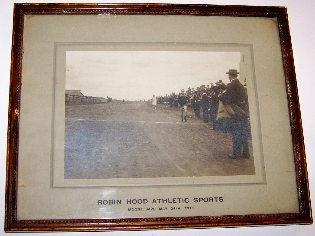 <center> 1911 <br><i> Track & Field Race Scene </i><br> MOOSEJAW SASKATCHEWAN <p> Original Photograph </center>