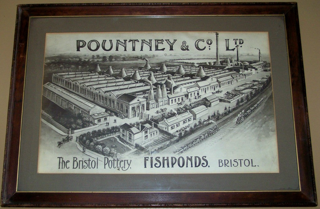 POUNTNEY BRISTOL POTTERY FACTORY <p><i> Rare Lithograph View </i>